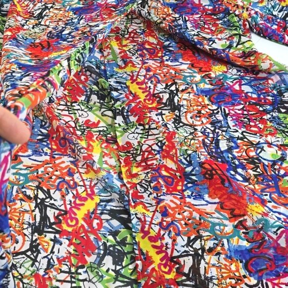 Speed Limit MPH Longline Shirt Multi Color Print Semi Sheer Lightweight Size M/L - Picture 14 of 16